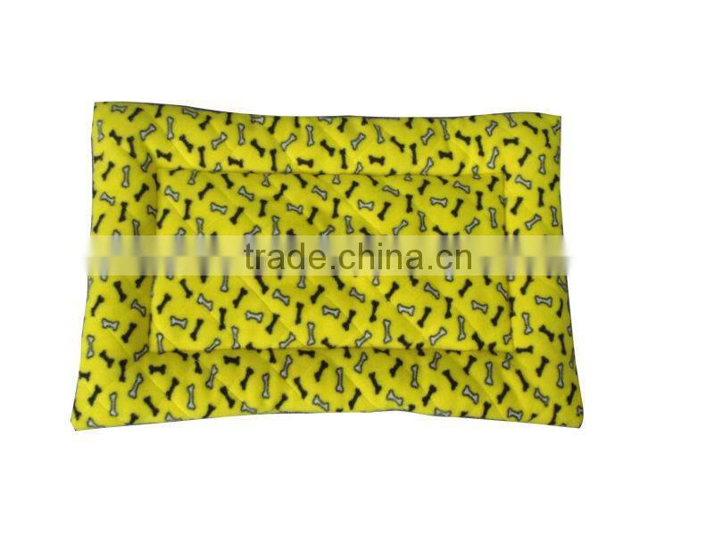 Yellow fashion and high quality printed fleece pet cushion