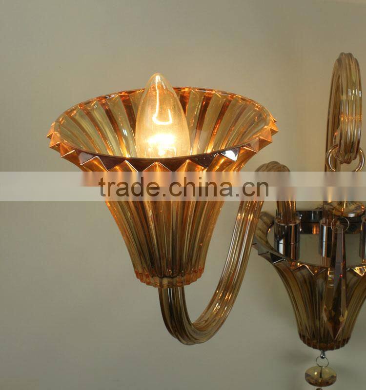Amber glass pipe wall lamp