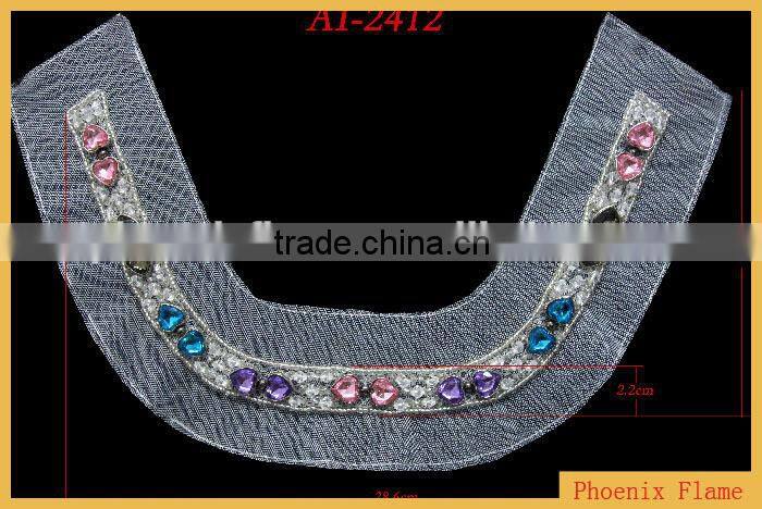 fashion raimbow rhinestones beaded applique AI-2412