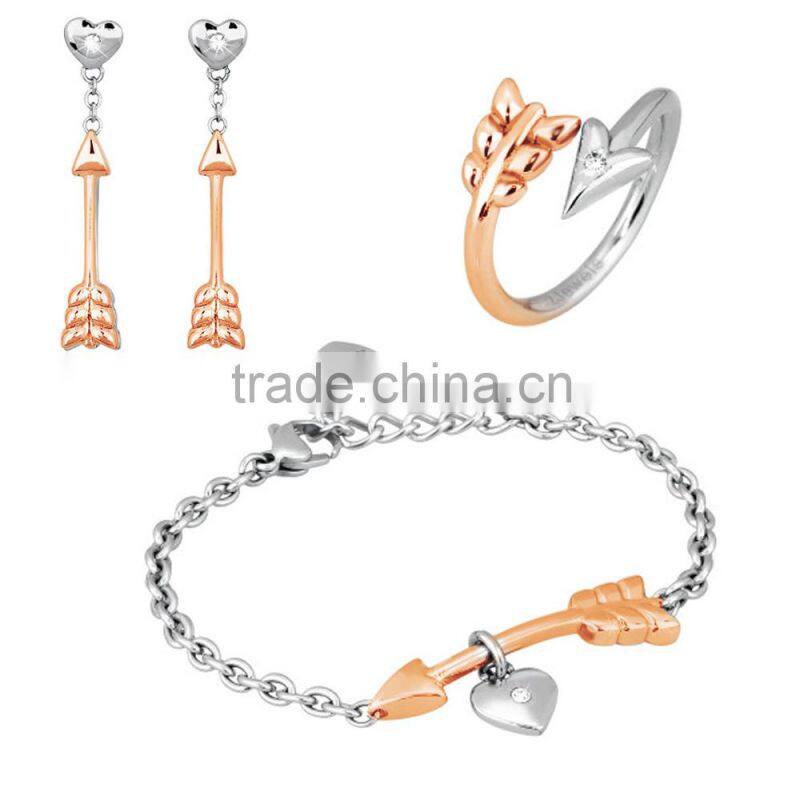 Rose Gold An Arrow to Heart Jewelry Sets