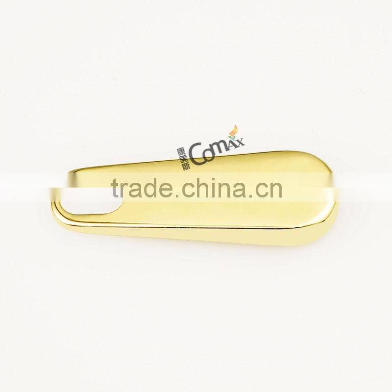 Custom Zinc Metal Flat Zip Puller and Slider With Plating Gold For Bag