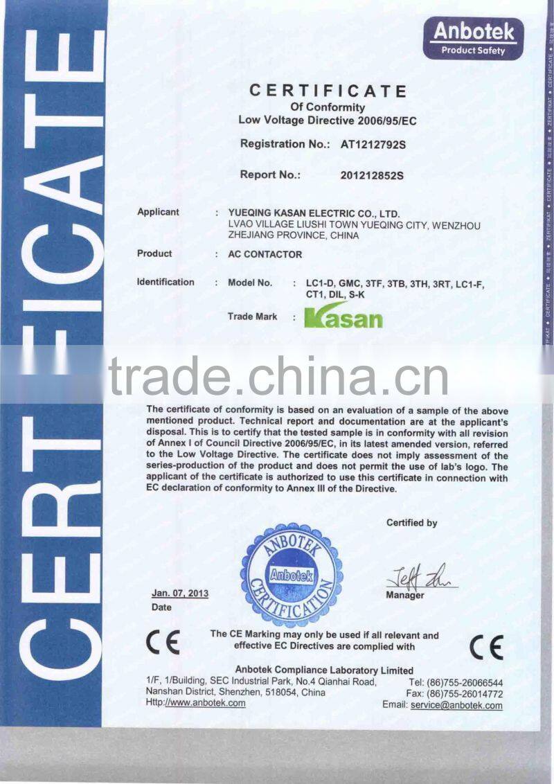 Newest type Magnetic AC Contactor LC1-D50 230Vac,50A,