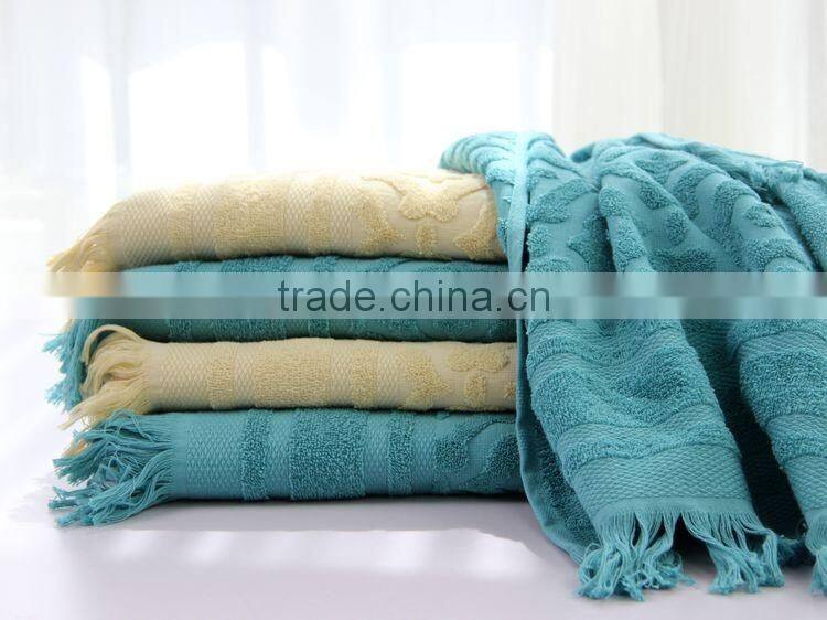 China factory 100% cotton new design bath towel with tassels