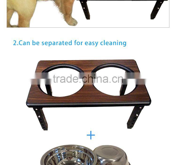 Factory wholesale stainless steel dog bowl dog feeder wood dog bowl stand