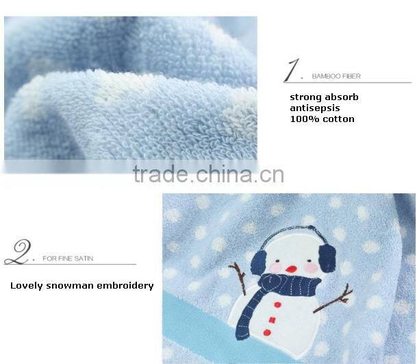 high quality cotton towel bath set with snowman pattern
