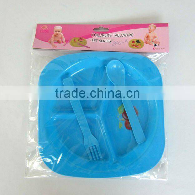 Pastic orange tableware picnic set 3pcs