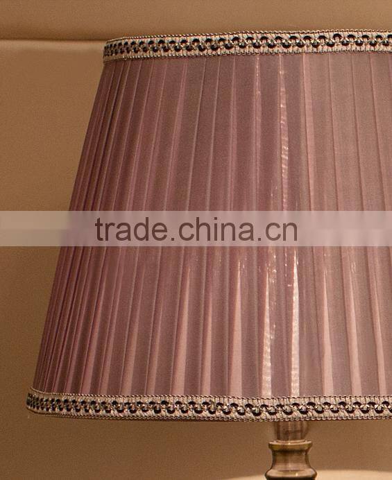 Romantic purple color lampshade K9 clear crystal table lamp