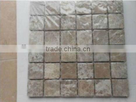 Light Emperador marble mosaic tiles on mesh