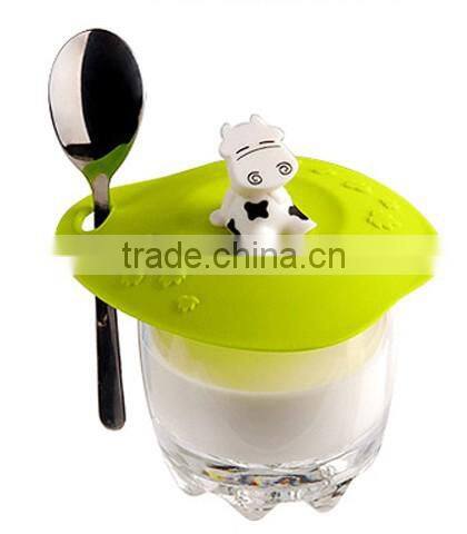 Universal Flexible Funny Cow Animal Design Silicone Cup Lid