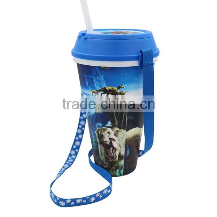 High Quality All in One Cup,Snacking And Drinking Cup Movie Cup with Lid and Straw, Plastic Cup Custom Logo