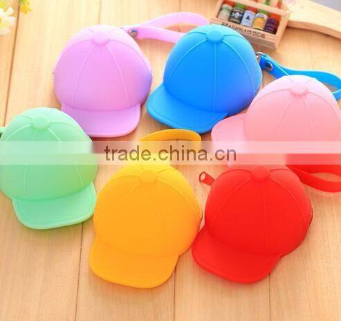 cy277 Women Coin Purse Silicone Bag Cap Hat Candy Color Zipper Bag Cute Girls Coin Purse Key Holder Case Bags