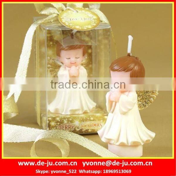 European Style Golden Wing Little Boy Girl White Angel Candle