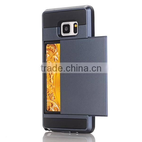 Slip cover card slot phone case TPU + PC phone hull protective back cover for Samsung Note 7