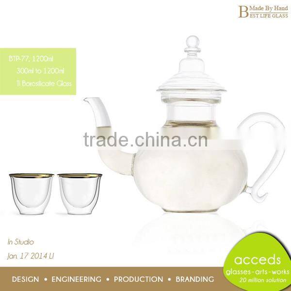 Best Sale Elegant High Quality Handcrafted Glass Tea Pot Borosilicate