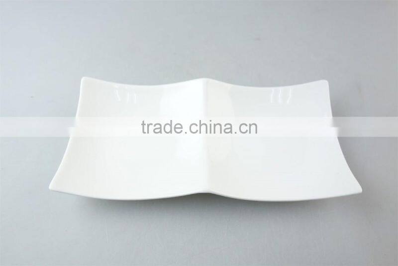 unique white porcelain plate, two part porcelain dish with cheap price