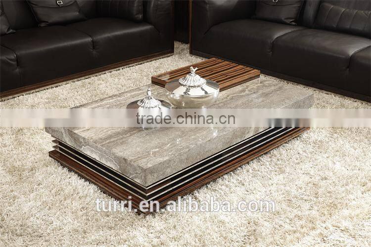modern marble/travertine top living room coffee table with hardware