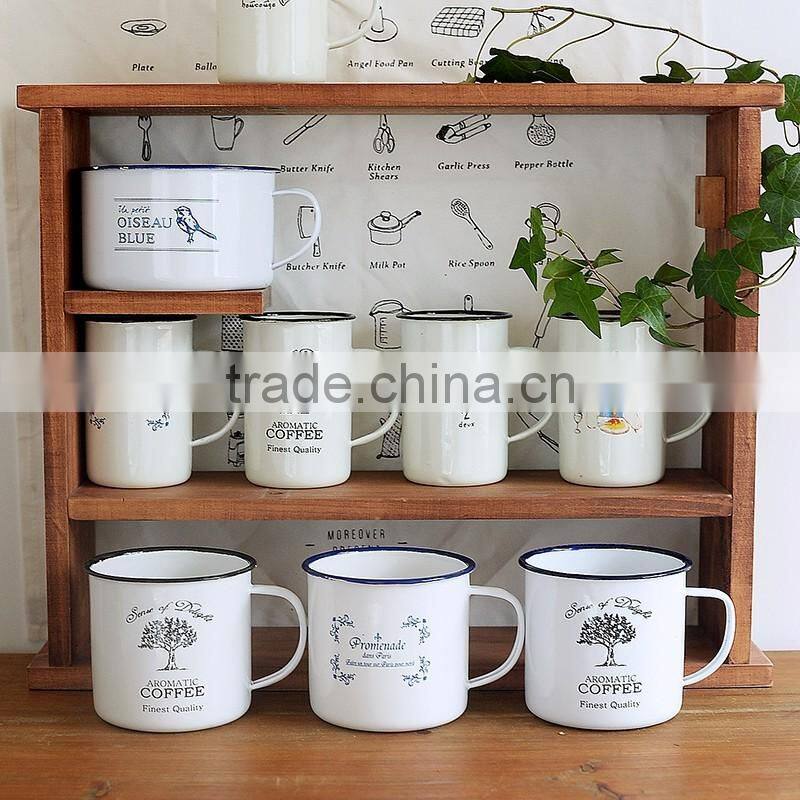 Wholesale customized cup logo printing camping enamel mug