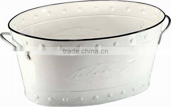 Large Retro Oval Metal Beverage Party Tub / Ice Bucket / Wine Cooler