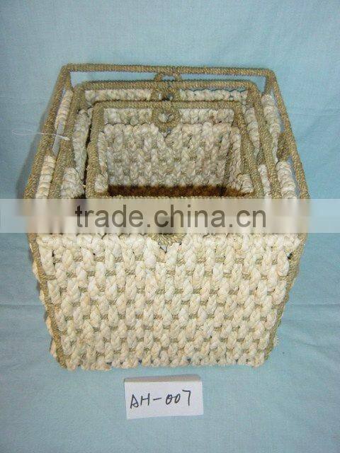 rectangular wicker storage basket for garden