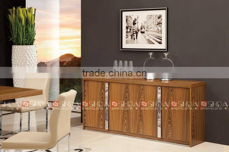 Kings Walnut Finish Wood Console Sideboard Buffet Table With Storage New H-820