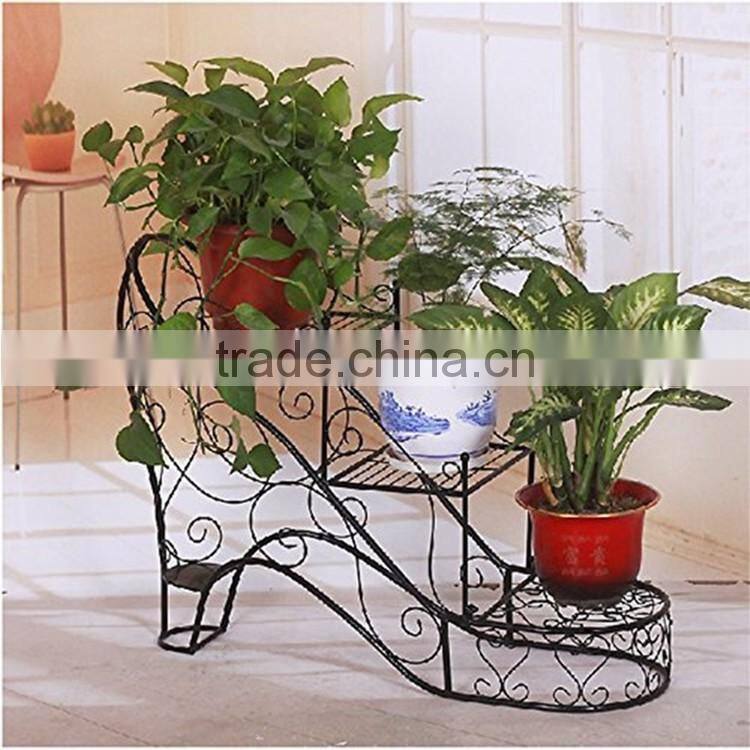 Garden furniture shoe design wire plant metal flower pot display stand