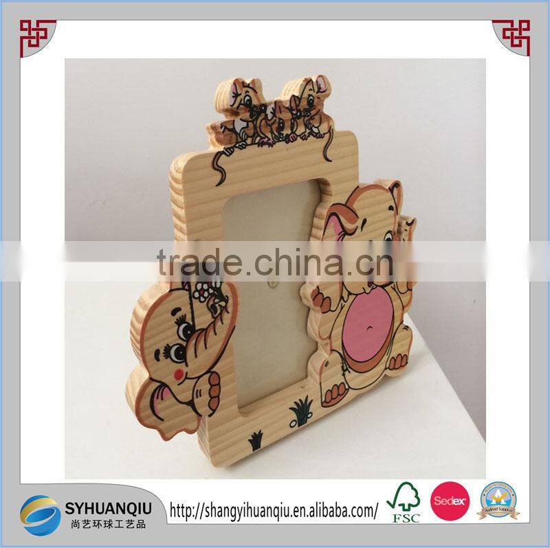 carved technique and lovely kids wooden animal shpae photo frame