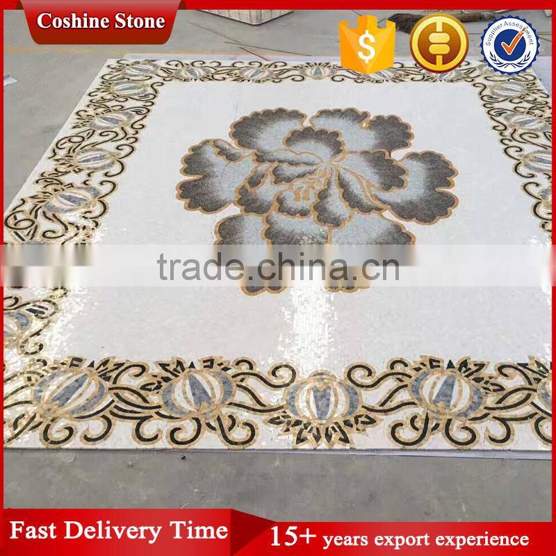 Fancy design flower marble waterjet pattern mosaic tile