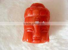 wholesale 15-25mm orange buddha head natural coral pendant