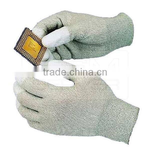 Black seamless knitted gloves with pu coated palm