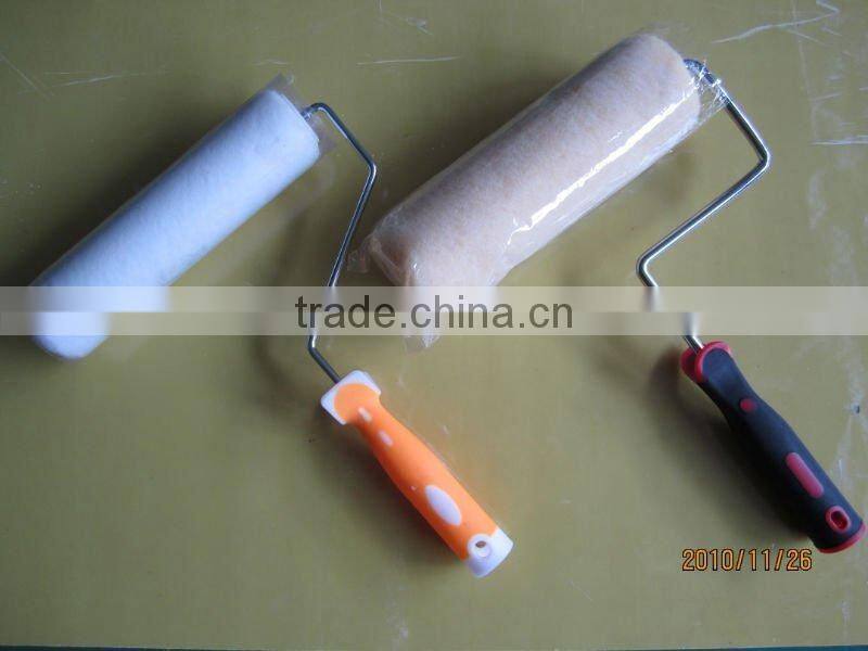 Sponge paint roller brush with plastic/metal handle