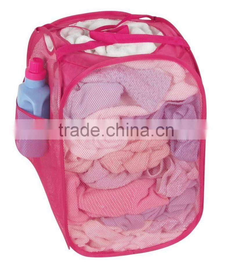 US Market Pop Up Nylon Mesh Bag Basket Bin Folding Laundry Basket