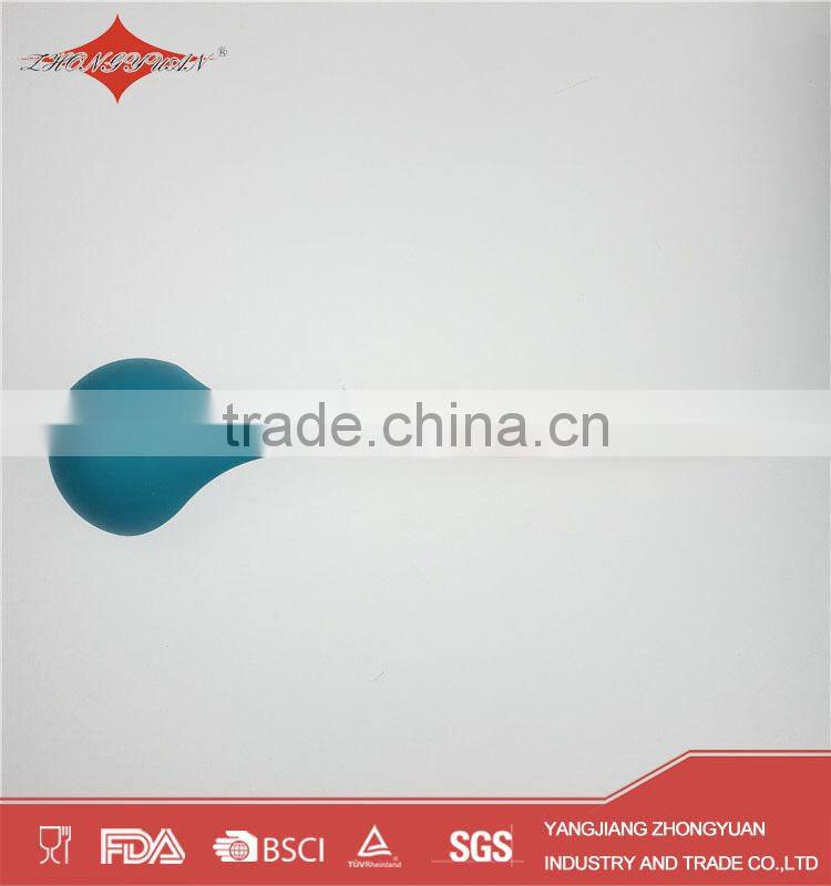 Best selling silicone kitchen utensil soup ladle with wooden handle