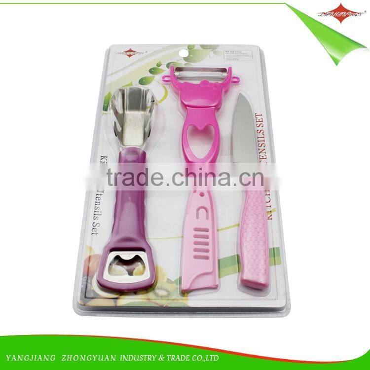 ZY-B30844 super-sharp red kitchen ceramic blade peeler with plastic handle