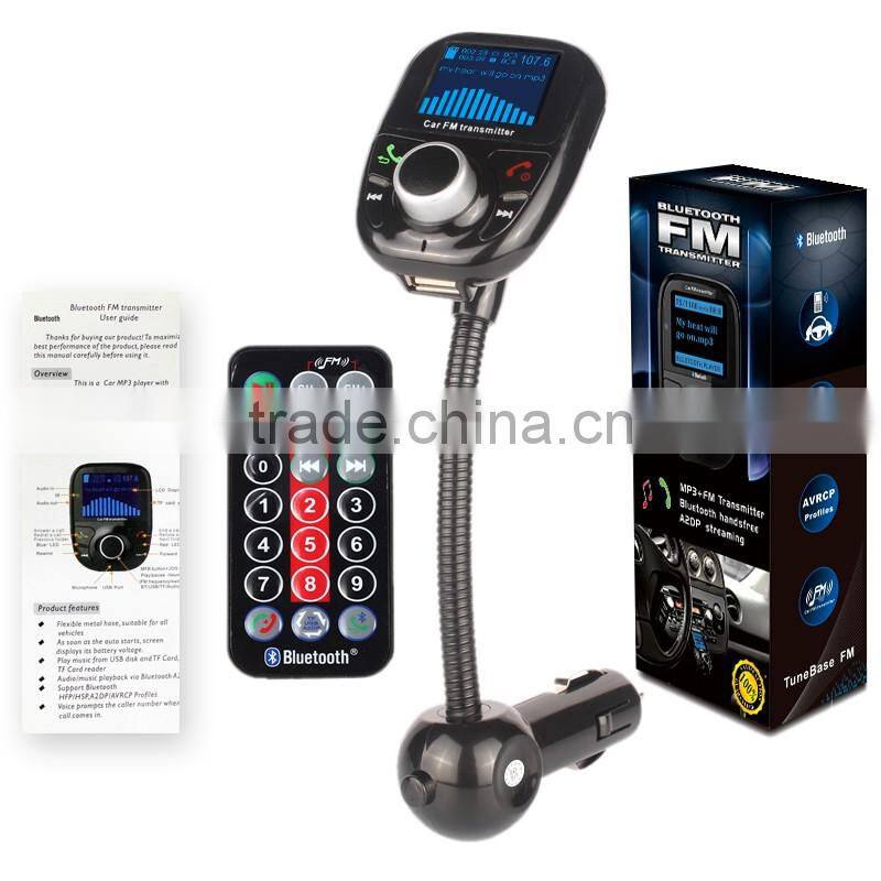 high end Car MP3 player with Bluetooth car kit car charger FM transmitter TF card/USB disk cigar lighter lcd sceen