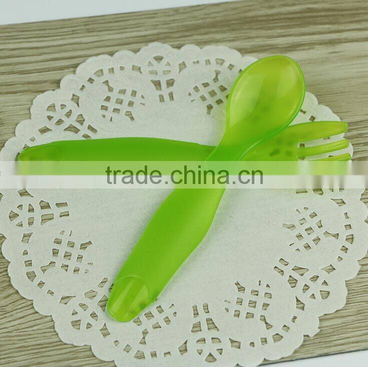 Factory sale soft PP baby spoon with fork baby spoon Tableware set