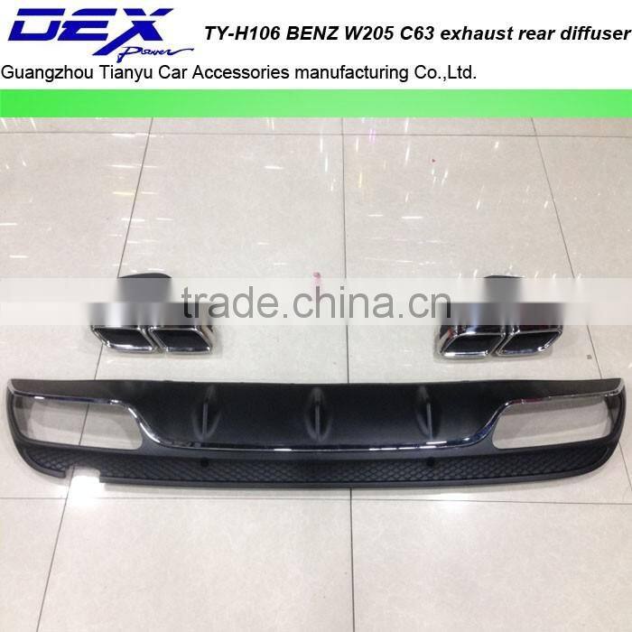 New product Car pp B~ENZ W205 C63 exhaust rear diffuser car part rear trims