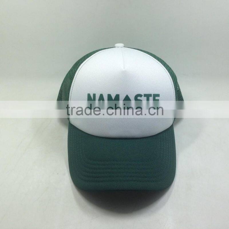 Screen Printed Logo Design Mesh Trucker Hats Green Color