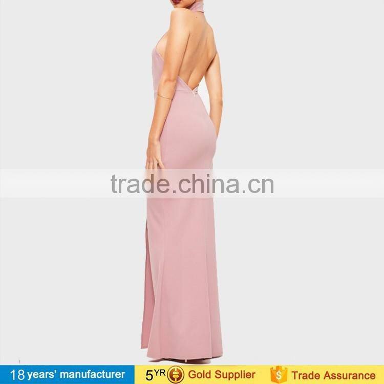 2017 women party long wedding evening maxi dresses Sexy mermaid halter backless split cocktail dresses for prom night