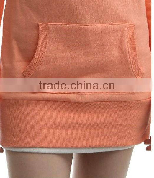 Women Long Hoodie Sweatshirt with V Neck