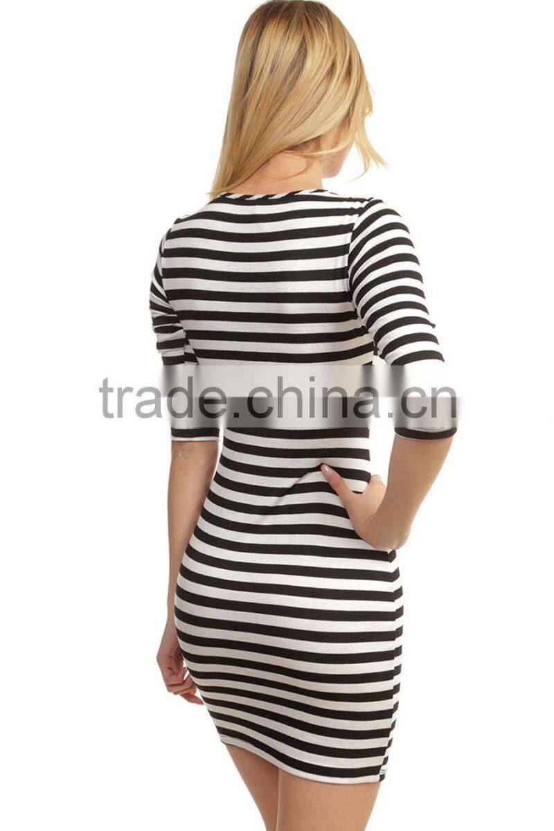 Black Stripes Bodycon Evening Dress Wholesale 2015