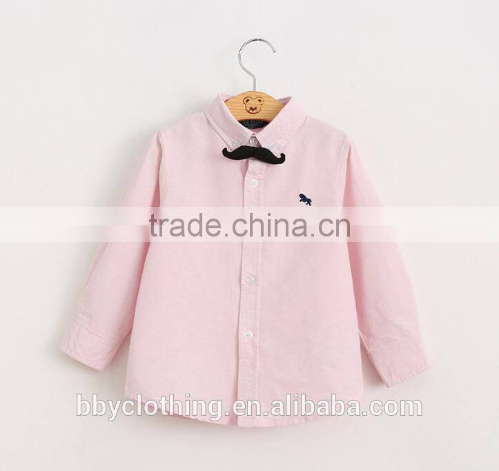 2016 high quality fall boy clothing pure colour children oem shirt with bow tie
