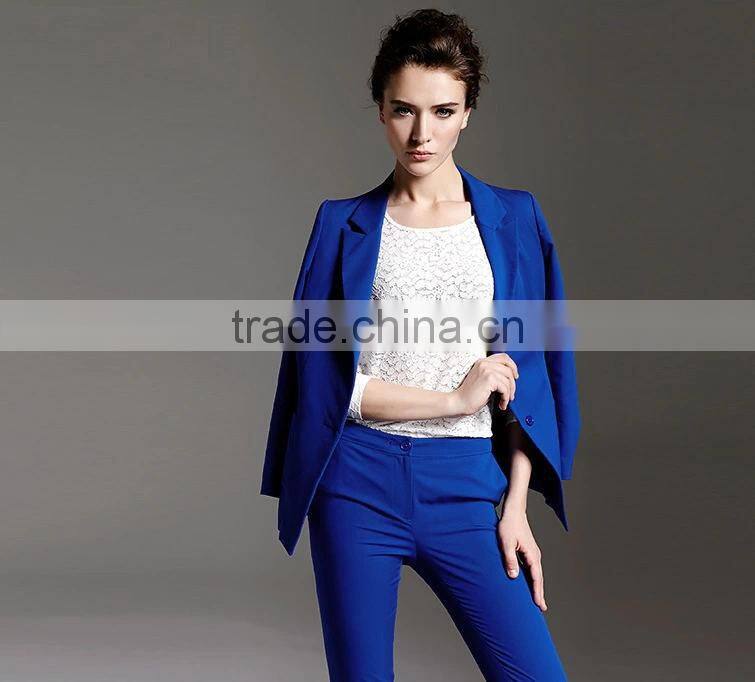 2014 New Style Jewelry Blue Slim Fit Long Sleeve Ladies Suit