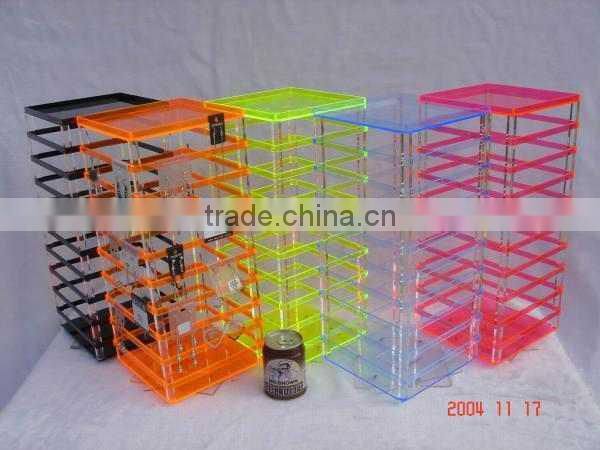 Fashion ear piercing ring spinning acrylic jewelry display case