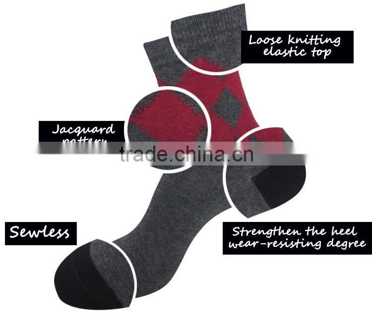 free sample anti-fungal deodorant classic diamond argyle cotton men fashion dress socks