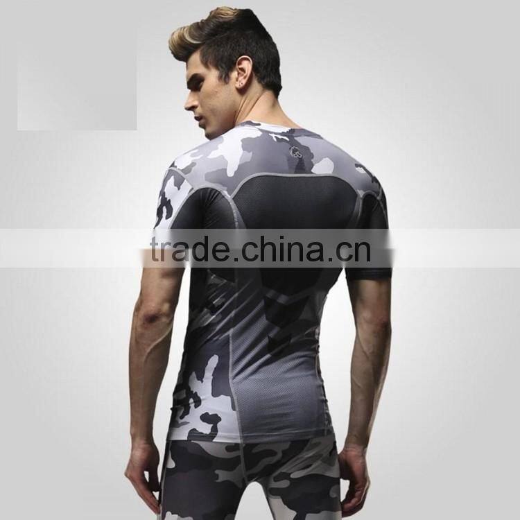 2015 High Quality Sublimation Camouflage Suits Compression Running Shirts