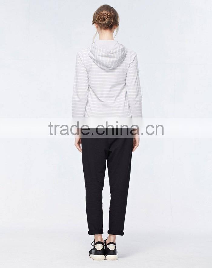 100% cotton long sleeve stripe zip hoodies