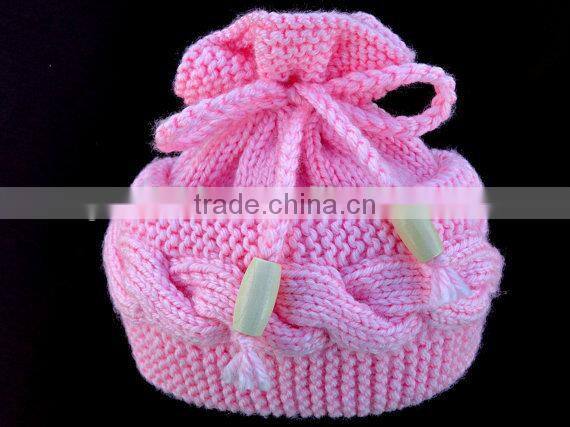 Wholesale Pure Colors Winter Knitting Beanies Baby Kids Bowknot Crochet Hats