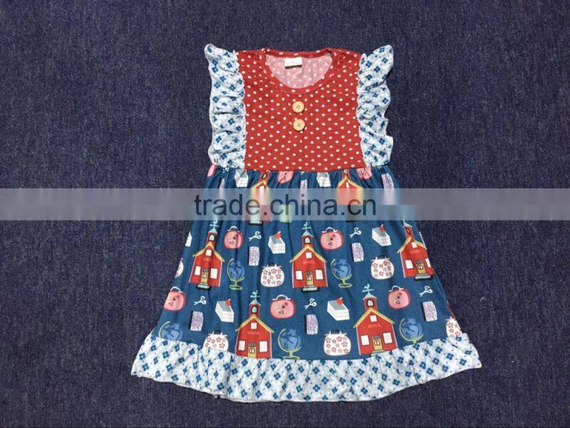 fashion baby cute fish print dress cutting beautiful children frocks designs in summer
