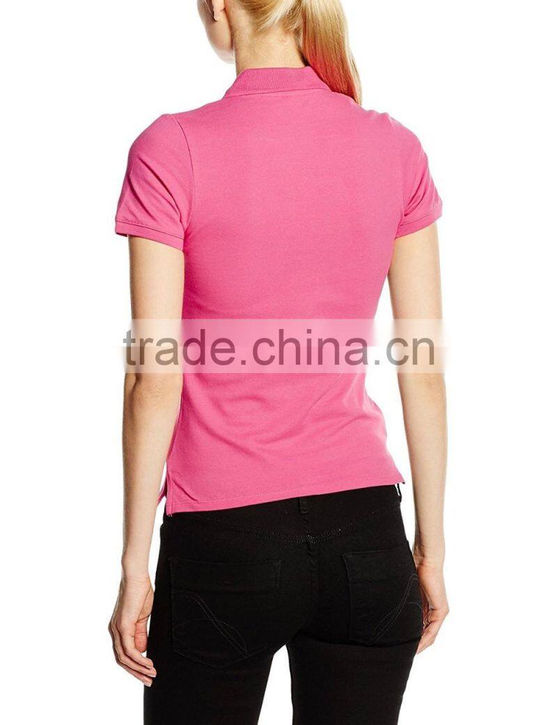 Women's Pique two-button placket pink, casual polo tee Shirt
