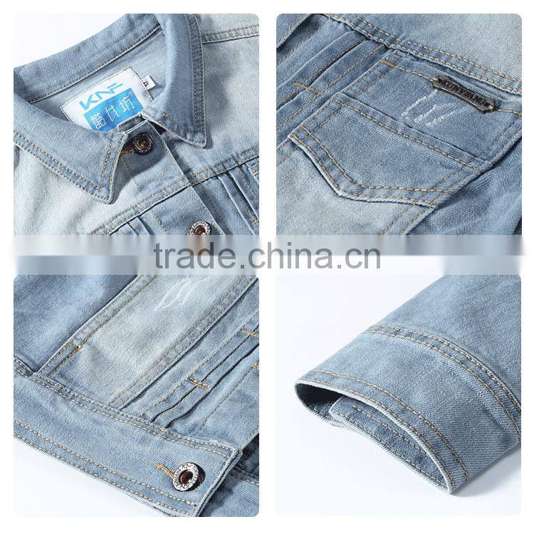 Guangzhou apparel factory hot sale color fade proof women jeans denim jacket